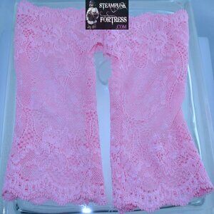HOT PINK WRIST LENGTH LACE FINGERLESS GLOVES 80S COSPLAY COSTUME HALLOWEEN- MASS